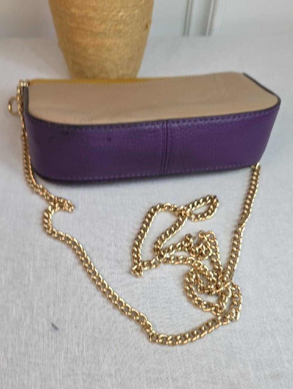 Coach Kleo Colorblock Pebbled Leather Crossbody in Yellow, Beige & Purple - Picture 8 of 8